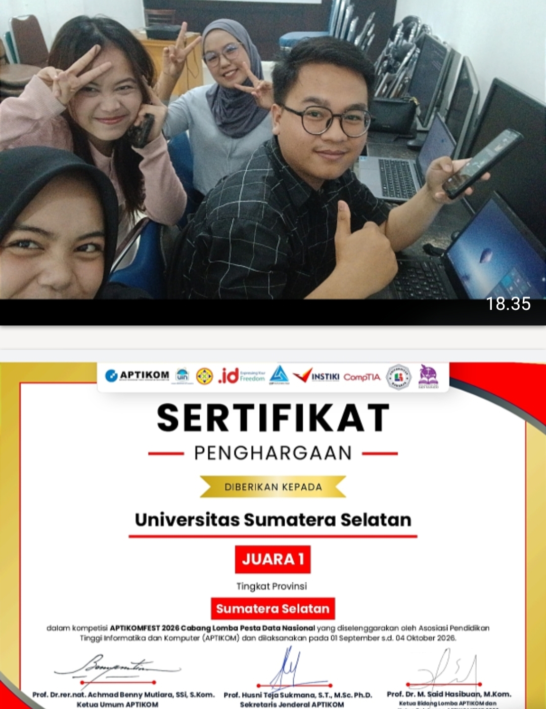 Congrats, Tim Ampera USS Raih Juara 1 PeDaS APTIKOMFEST 2026 