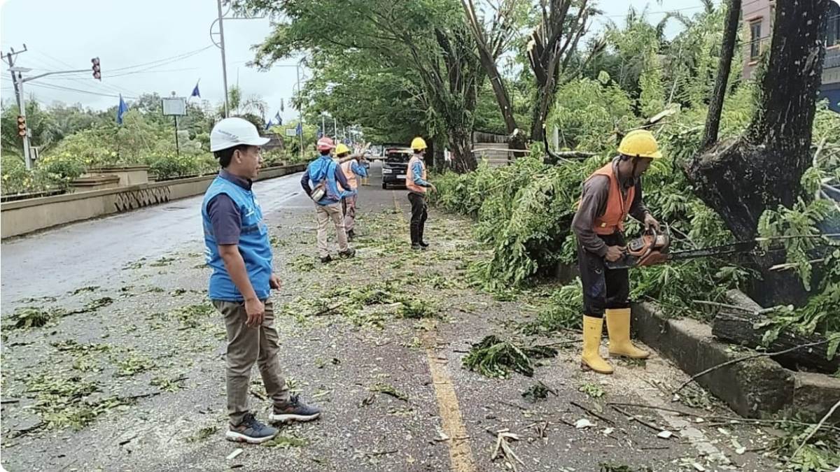PLN UP3 Lubuklinggau Sambut Hari Kesaktian Pancasila, Bersihkan Jalur Listrik di Jalan Lintas Sumatera 