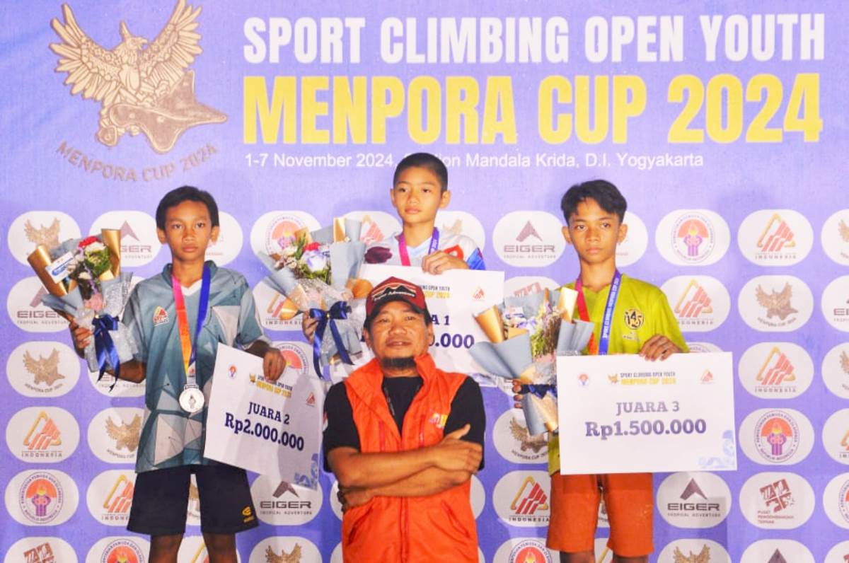 Top, Atlet Panjat Tebing Palembang Berjaya, Agra Raih Medali Emas Menpora Cup 2024 di Jogyakarta