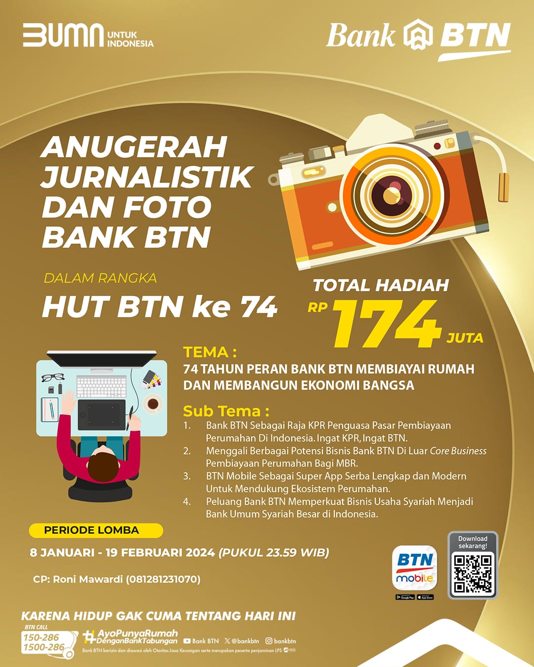 HUT BTN ke-74 Gelar Anugerah Jurnalistik dan Foto, Rebut Total Hadiah Rp 174 Juta