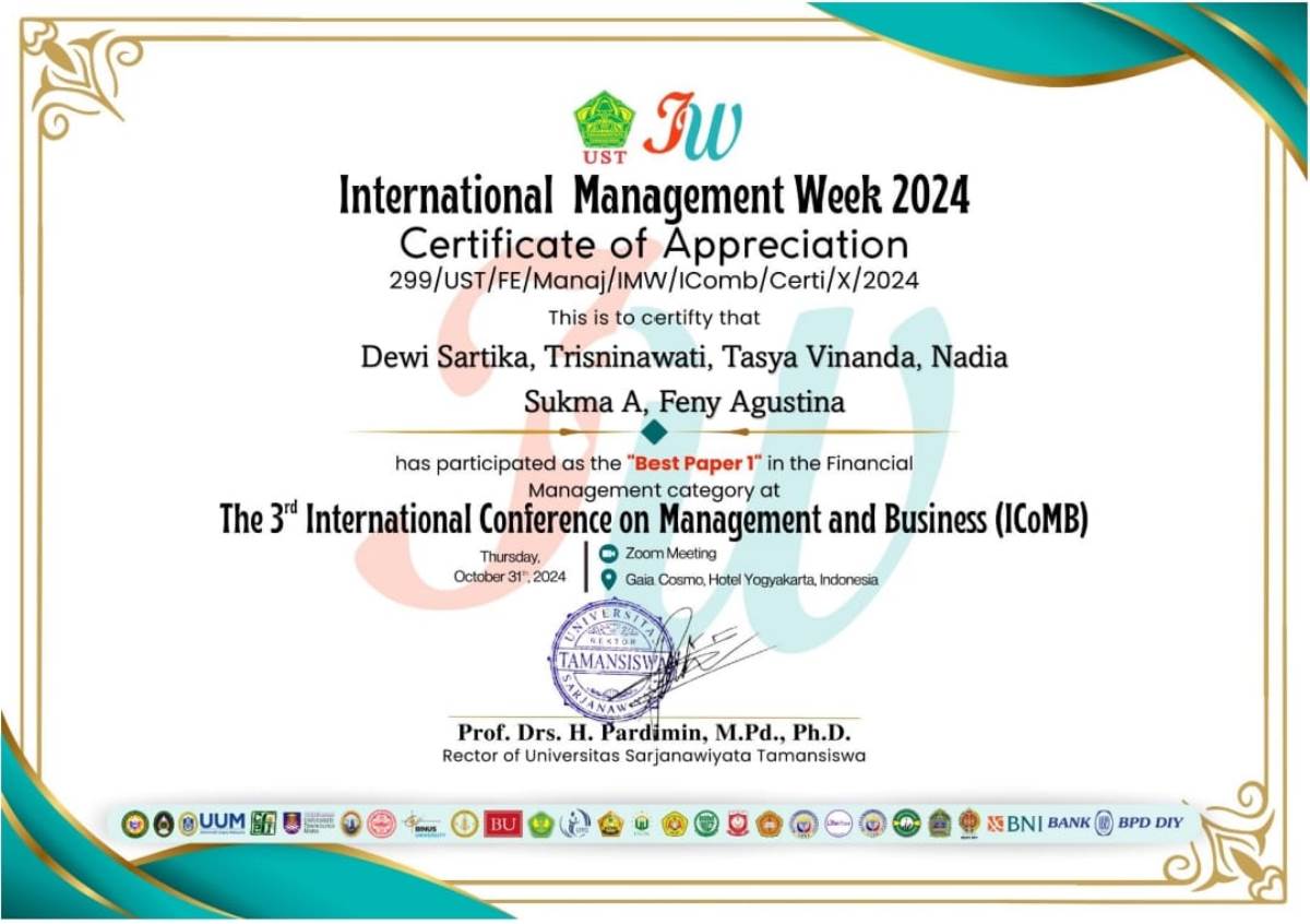 Dosen dan Mahasiswa UBD Raih Best Paper di The 3rd International Management Week 2024