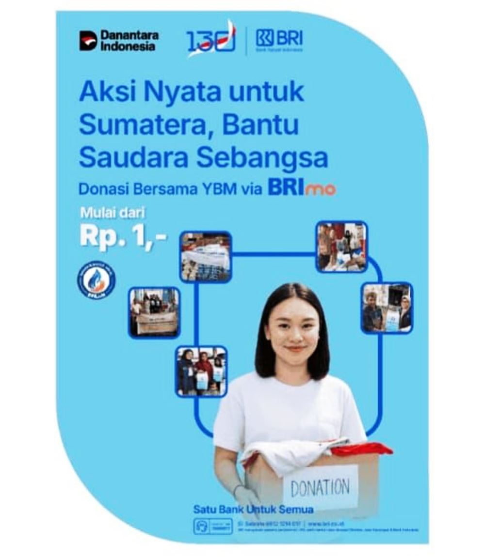 Donasi untuk Korban Bencana Sumatera Kini Bisa Lewat Aplikasi BRImo