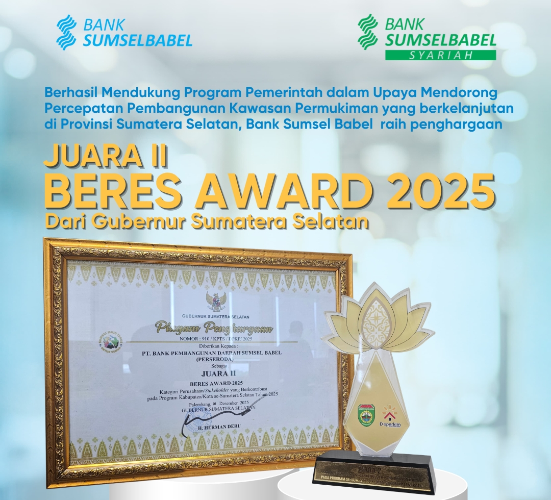 Bank Sumsel Babel Raih Juara II BERES Award 2025, Tegaskan Komitmen Pembangunan Daerah Berkelanjutan