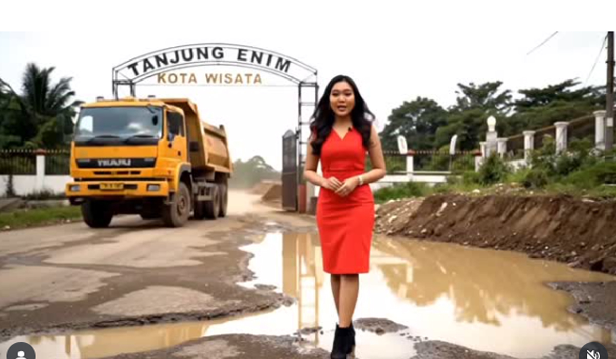 Viral! Welcome to Tanjung Enim Guys,  Kritik Jalan Rusak Lewat AI 