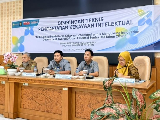 Kemenkum Sumsel dan BRIDA Dampingi OPD se-Sumsel Daftarkan Kekayaan Intelektual Hasil Inovasi Daerah