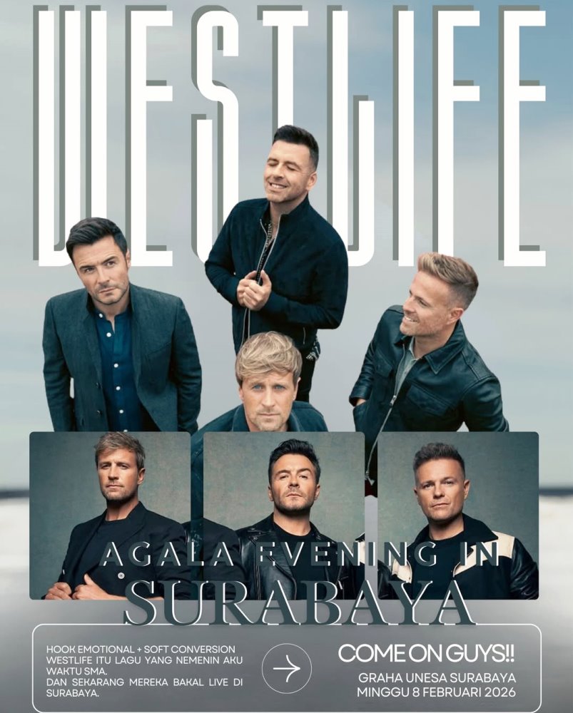 Konser Westlife di Surabaya, Berikut Daftar Lagu yang Siap Guncang Memori Kamu 