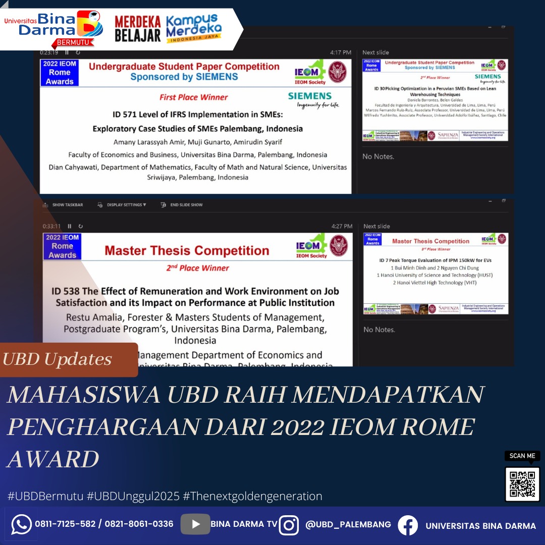 Mahasiswa UBD Raih Penghargaan dari 2022 IEOM Rome Award 