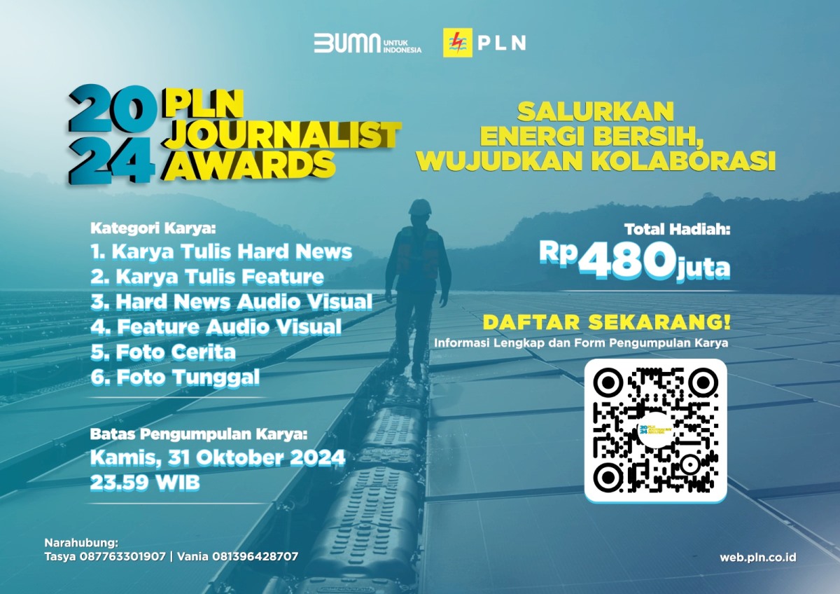 Pendaftaran PLN Journalist Award 2024 Tinggal Sebulan Lagi, Kirimkan Karya Jurnalistik Terbaikmu!