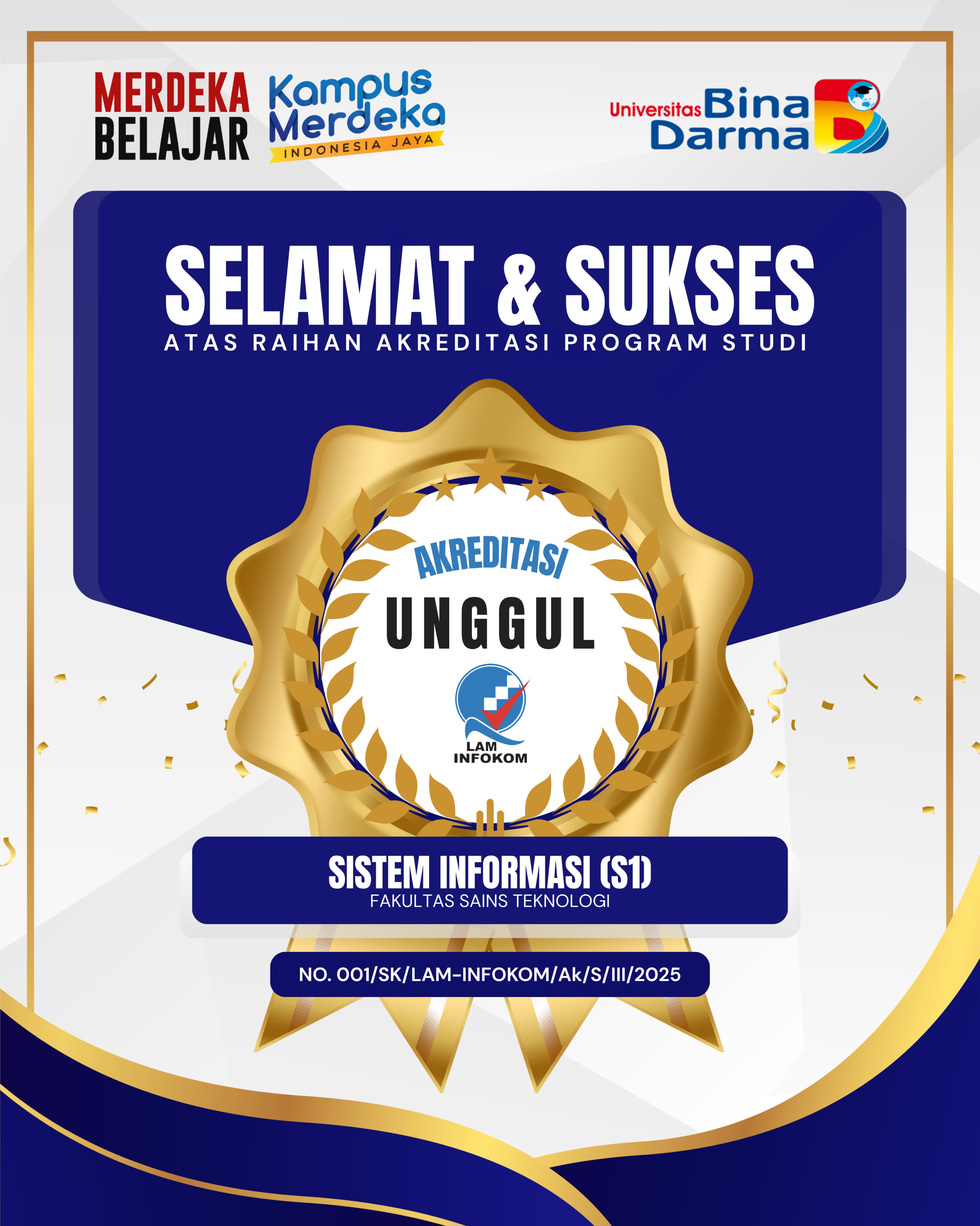 UBD Jadi PTS Pertama di Sumsel dengan Akreditasi Unggul untuk Prodi Sistem Informasi