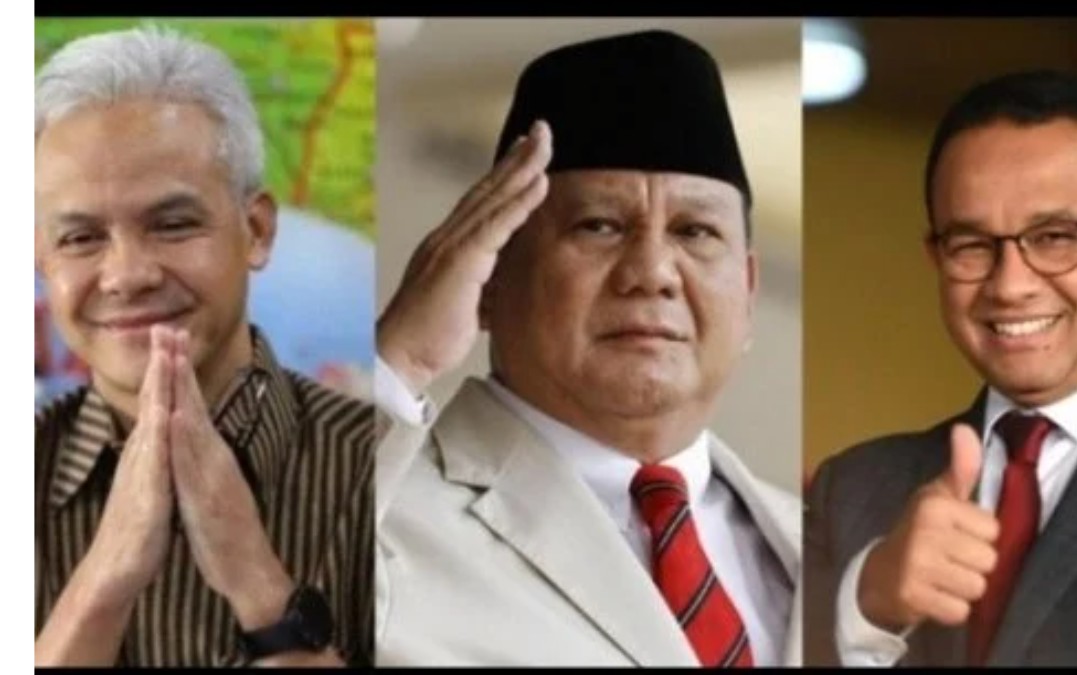 Tiga Besar Capres Pemilu 2024 Hasil Survei  INDOMETER, Prabowo Teratas,  Nasib Anies di Tangan Surya Paloh