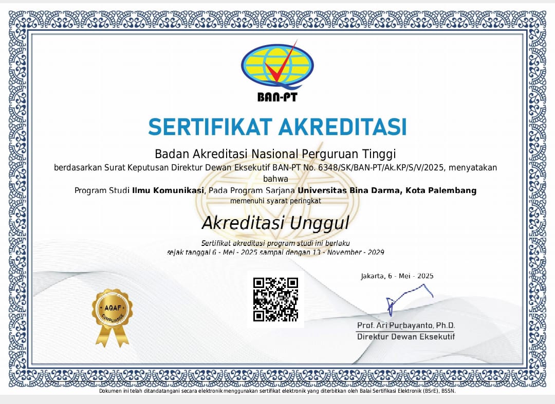 Prodi Ilmu Komunikasi UBD Raih Akreditasi Unggul