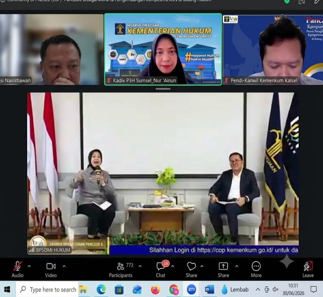 Internalisasi Nilai Pancasila, Kemenkum Sumsel Perkuat Kompetensi dan Integritas ASN