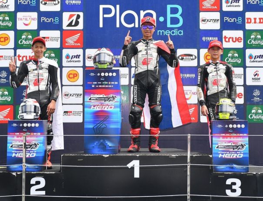 Start Posisi ke-7, Pebalap AHM Badly Berhasil Finish di Podium Kedua di Ajang Thailand Talent Cup 2024