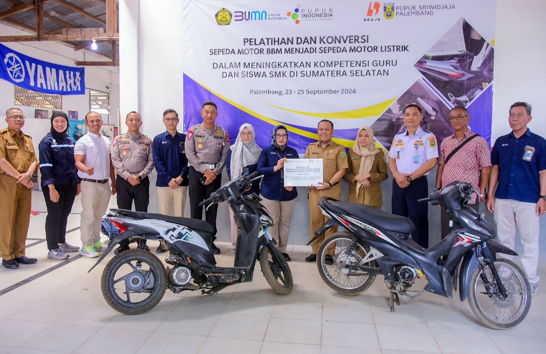 Pusri Gelar Pelatihan Konversi Motor BBM Jadi Motor Listrik di SMK 7 Palembang, Ini Materi Programnya 