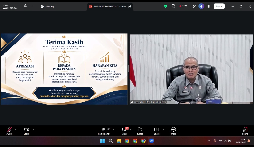 Kemenkum Sumsel Jaga Kesehatan Mental Pegawai Lewat Sosialisasi BPSDM Hukum