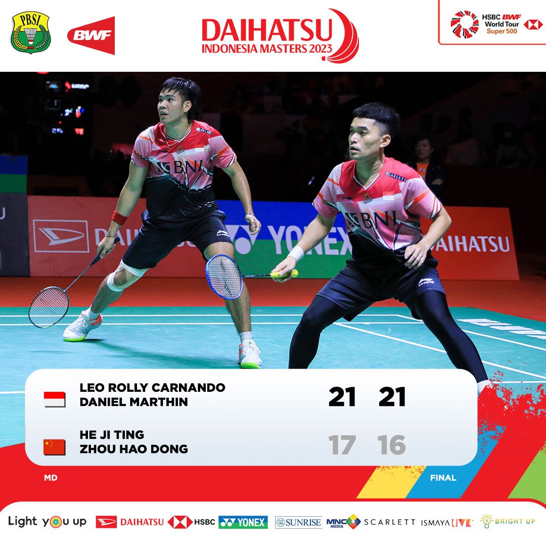 Juarai Indonesia Master 2023, Leo/Daniel Menang Mudah Atas Ganda Putra China He ji Ting/Zhou Hao Doang:2-0 