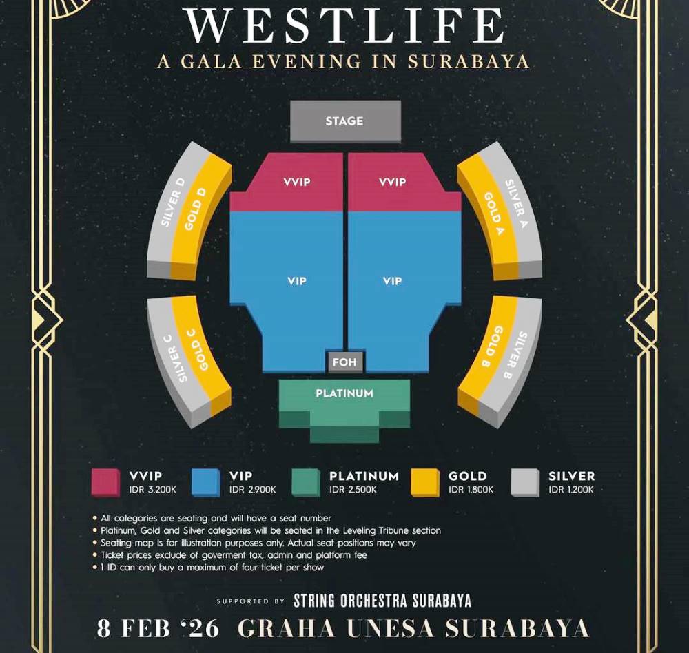 Surabaya, Bersiaplah Tiga Hari Lagi Nostalgia Konser Westlife A Gala Evening, Beli Tiketnya Sekarang juga!