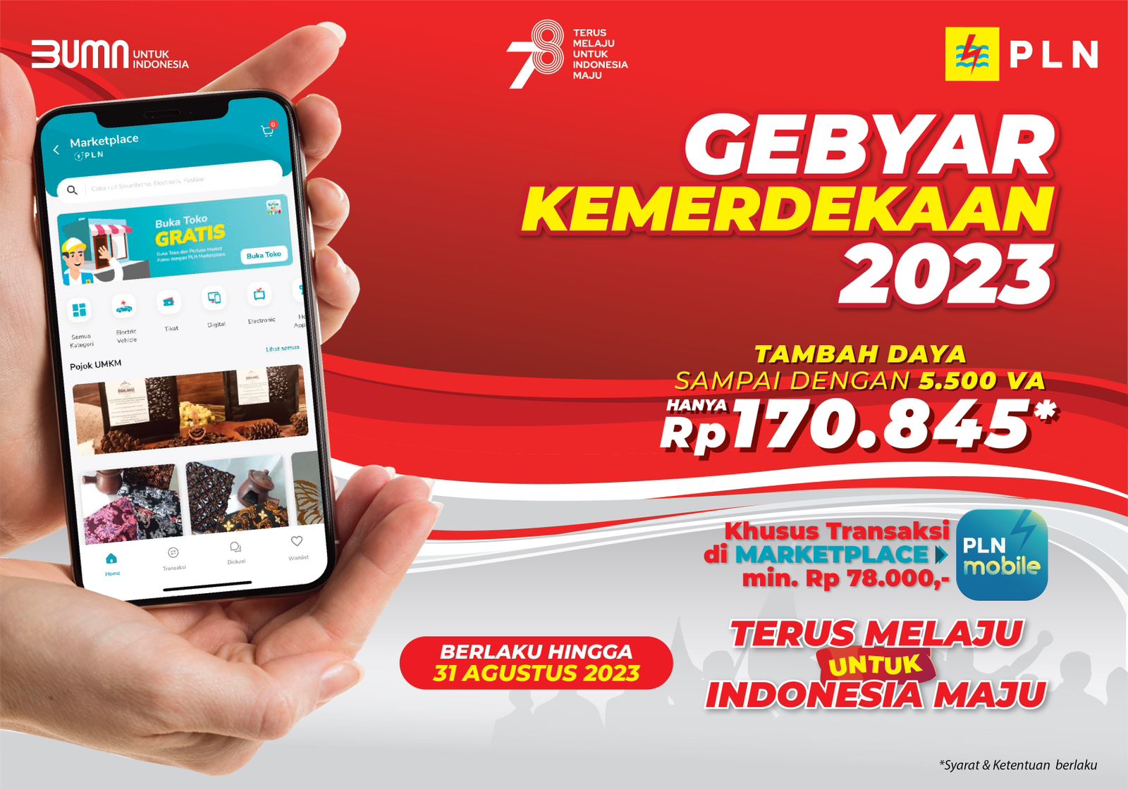 Promo Nyalakan Kemerdekaan, PLN Beri Diskon Spesial Tambah Daya Hanya Rp 170.845