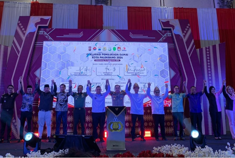 Bawaslu Kota Palembang Hadiri Deklarasi Pemilihan Serentak Damai 2024