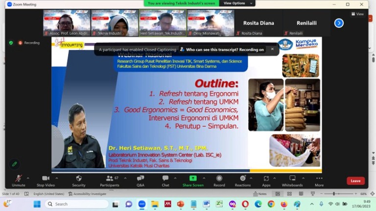 UBD Gelar Webinar Nasional Usung Tema Good Ergobomics, Good Economics bagi UMKM