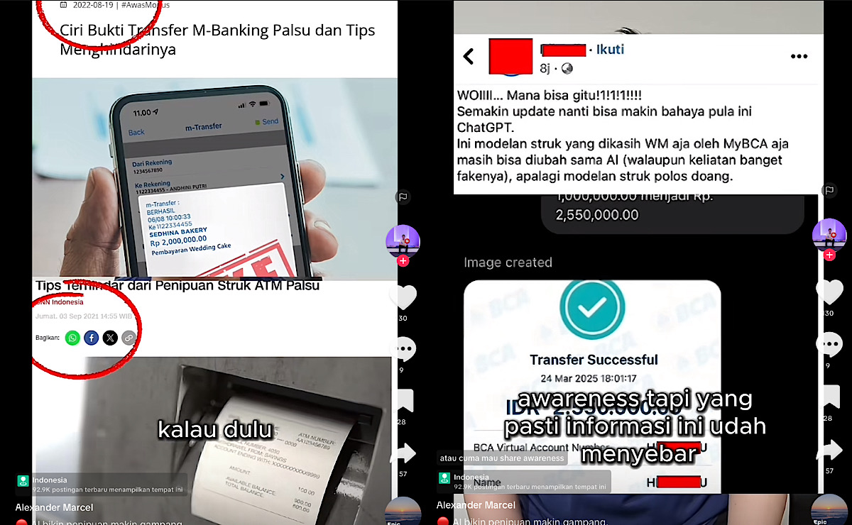 WASPADA! Bukti Transfer Palsu Viral Ternyata Diedit Pakai AI, Share Awareness Modus Lama Tools Baru