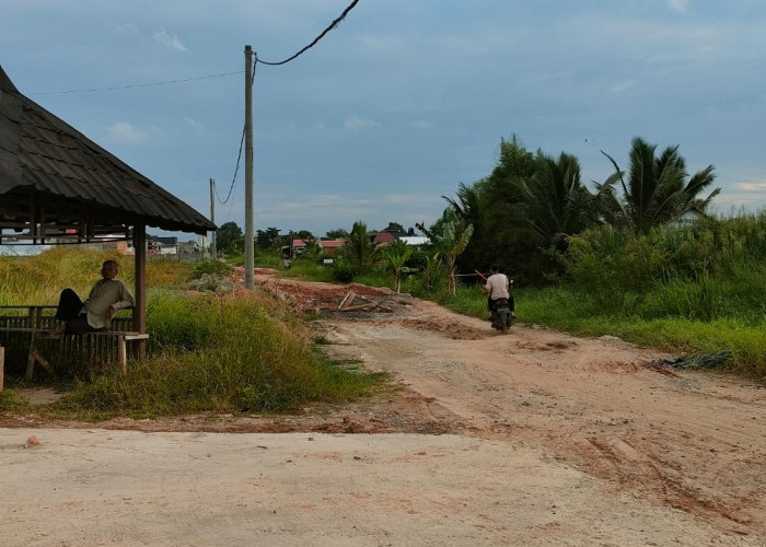 Kondisi jalan yang rusak di Kelurahan Karya Baru Palembang