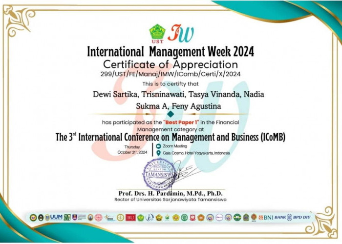 Dosen dan Mahasiswa UBD Raih Best Paper di The 3rd International Management Week 2024