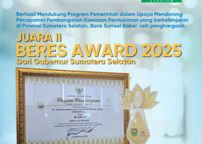 Bank Sumsel Babel Raih Juara II BERES Award 2025, Tegaskan Komitmen Pembangunan Daerah Berkelanjutan