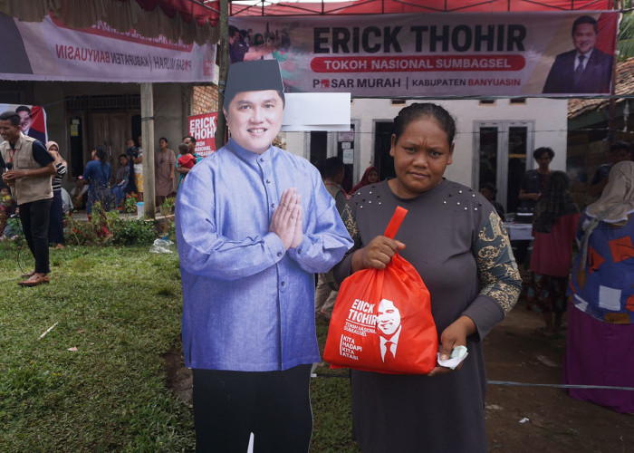 Emak-emak Di Banyuasin Gembira Sambut Pasar Murah Erick Thohir: Bantu Ringankan Biaya Keluarga   