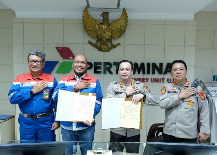 Kilang Pertamina Plaju dan Polrestabes Palembang Tandatangani Kerjasama Jaga Keamanan Obvitnas