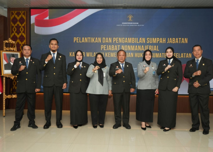 Kakanwil Kemenkum Sumsel Maju Amintas Siburian Lantik Pejabat Fungsional Analis Hukum, Dorong Penguatan Kajian