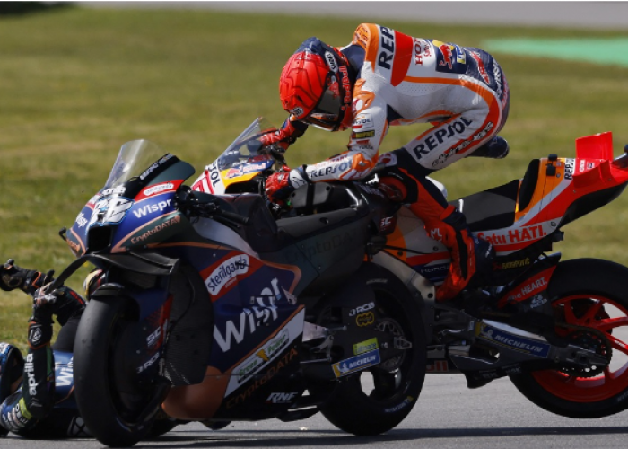 Ini Penyebab Ban Marc Marquez Terkunci Hingga Tabrak Miguel Oliveira di MotoGP Portugal