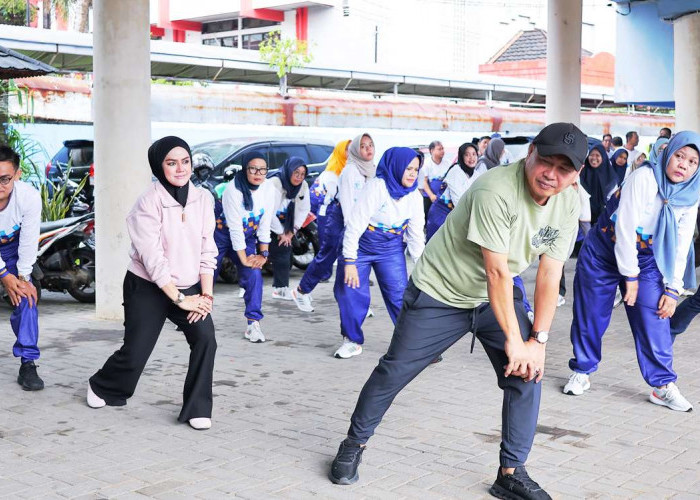 Awali Kinerja 2026, Diskominfo Palembang Gelar Senam Bersama Pegawai