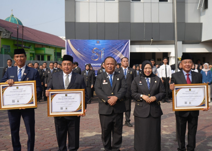 Upacara HUT Pengayoman ke-81, Kemenkum Sumsel Beri Penghargaan ke Pemerintah Kabupaten dan Mitra Kerja