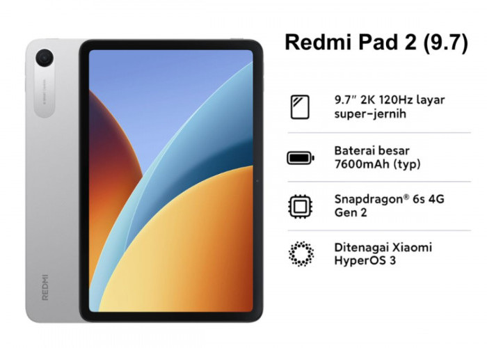 Redmi Pad 2 : Tablet Ringkas dengan  desain tipis 7,4 mm dan  Luas Layar 9.7, Ini Spesifikasi Lengkapnya!