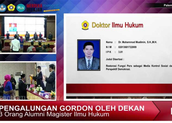 FH Unsri Yudisium 145 Sarjana, 2 Doktor Dapat Aplaus Saat Pengalungan Gordon, Keduanya Pasutri 