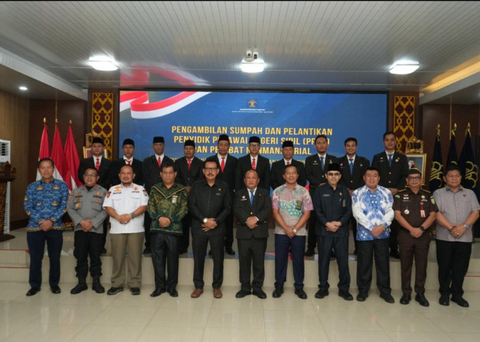 Perkuat Profesionalisme Aparatur, Kanwil Kemenkum Sumsel Lantik PPNS dan Pejabat Non Manajerial