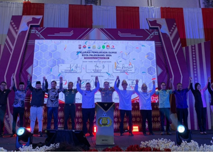 Bawaslu Kota Palembang Hadiri Deklarasi Pemilihan Serentak Damai 2024