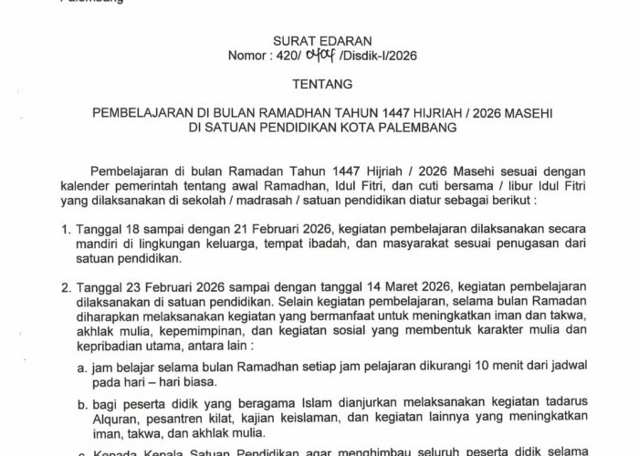 Pemerintah Terbitkan Surat Edaran Ramadhan 2026: Belajar Mandiri, Tatap Muka hingga Libur Lebaran